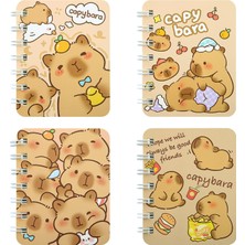 Renas Store Geluode 4 Packs Capybara Mini Spiral Notebooks, A7 3.2" x 4.1" Cute Waterproof Pocket Notepads Journal Memo Pads For Birthday Party Favors Birthday Gifts Stocking Stuffers School Kids Students Rewards