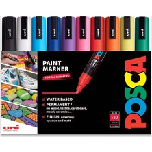 Renas Store Posca Su Bazlı Kalıcı Markör Boya Kalemi - Çoklu Yüzey Kullanımı - Pc-5m, 1,8-2,5 mm Orta - 10'lu Paket