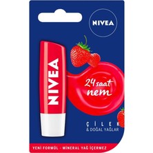 Renas Store Nıvea Çilek Dudak Bakım Kremi 4,8gr x 3 Adet,24 Saat Nem,dudak Bakımı,çilek Kokusu, Hafif Kırmızı Işıltı, Avantajlı Paket