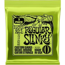 Renas Store Ernie Ball Normal Slinky Nickel Wound Elektro Gitar Telleri 3'lü Paket - Ölçü 10-46