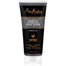 Renas Store Shea Moısture Afrika Siyah Sabun Bambu Odun Kömürü Vücut Ovma Pul Pul Pul Pul, 6 Ons