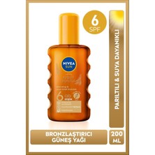 Renas Store Nıvea Sun Spf6 Bronzlaştırıcı Güneş Yağı 200 Ml,altın Rengi ve Parıltılı,suya Dayanıklı,e Vitamini,karoten