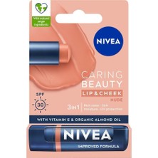 Renas Store Nıvea SPF30 Nude Renkli Dudak Bakım Kremi,4,8gr,24 Saat Nemlendirme,e Vitamini,organik Badem Yağı,shea Yağı,dudak ve Yanaklar Için,allık Etkisi,mineral Yağı Bulunmaz