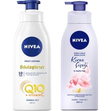 Renas Store Nıvea Besleyici & Sıkılaştırıcı Vücut Sütü 400 ml + Nbody Pump Kiraz Çiçeği&jojoba Yağı Losyon 400 ml