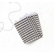 Renas Store Bimotif Zikzak Desenli 50 Adet Kese Kağıdı, Beyaz-Siyah, 11X20 cm