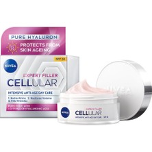 Renas Store Nıvea Cellular Expert Filler Yoğun Yaşlanma Karşıtı Gündüz Bakım Yüz Kremi 50 Ml, Hyaluronik Asit ve Folik Asit, SPF30 Güneş Koruması