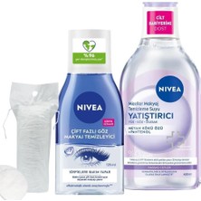 Renas Store Nıvea Yatıştırıcı Micellar Makyaj Temizleme Suyu ve Göz Makyaj Temizleyici 125ML, Pamuk Hediyeli Set