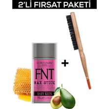 Renas Store Fontenay Hair Wax Stick 75GR For Kids + Profesyonel Topuz Fırçası 3033 2'li Set