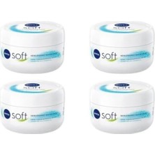 Renas Store Nıvea Nemlendirici Soft Bakım Kremi, El Yüz Vücut, Besleyici, Jojoba Yağı, E Vitamini 200 ml * 4 Adet