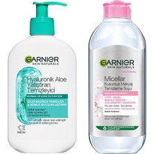 Renas Store Garnier Hyaluronik Aloe Nemlendiren ve Yatıştıran Temizleyici 250 ml & Micellar Kusursuz Makyaj Temizleme Suyu 400 ml Cilt Bakım Seti
