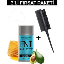 Renas Store Fontenay Hair Wax Stick 75GR For Men + Profesyonel Topuz Krepe Şiş Tarak 3043 2'li Set