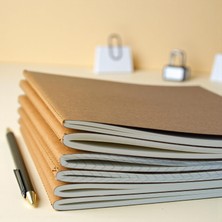 Renas Store Fark Tanıtım 4 Adet Çizgisiz Terzi Dikişli Not Defteri, A5 Boyut, 40 Yaprak Planlama Ofis Için Ideal (Kraft Kapak Tasarımı)