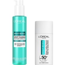 Renas Store L’oréal Paris Bright Reveal Cilt Kusuru Izi Karşıtı, Serum Içerikli Temizleme Jeli Niasinamid+Salisilik Asit 150ML &spf 50+ Koyu Leke Karşıtı Fluid Günlük Yüz Güneş Kremi 50ML Cilt Bakım Seti