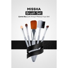 Renas Store Mıssha Çanta Boy Çok Amaçlı Makyaj Fırça Seti Brush Set (Gray) (5ADET)