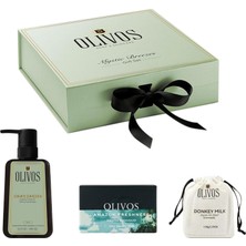Renas Store Olivos Mystic BREEZES%100 Doğal Zeytinyağlı Sabun Hediye Seti (Şakayık & Eşek Sütü) – 3’lü El Yapımı Cilt Bakım Ritüeli, Şık Hediye Kutusu