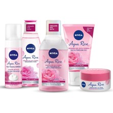 Renas Store Aqua Rose Gül Suyu Içerikli Çeyiz Seti, Makyaj Temizleme Suyu ve Jeli, Yüz Yıkama Köpüğü, Tonik,krem