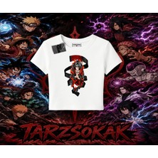 Tarzsokak Itachi Uchiha Naruto Anime Karakteri Kadın Baby Tee Beyaz
