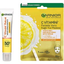Renas Store Garnier C Vitamini Günlük Uv Korumalı Güneş Yüz Kremi SPF50 Görünmez Doku 40ML & C Vitamini Parlaklık Verici Kağıt Yüz Maskesi Cilt Bakım Seti