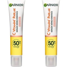 Renas Store Garnier 2'li C Vitamini Parlak Günlük Uv Korumalı Güneş Yüz Kremi SPF50 Işıltılı Doku 40ML Cilt Bakım Seti