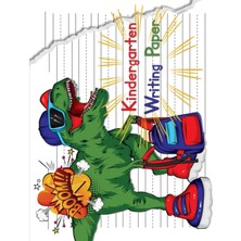 Renas Store Dinosaur Kindergarten Writing Paper Landscape Horizontal Notebook: Preschool Writing Paper With Lines For Kids, Lined Paper For Kindergarten Writing, Pages For Kids Age 2-8, 8.5 x 11 Inches Large