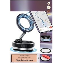 Renas Store Duffa Magsafe Uyumlu Manyetik Araç Telefon Tutucu - Güçlü Vakumlu ve Yapışkanlı Sabitleme Mekanizması, 360° Dönebilen Katlanabilir Torpido ve Cam Üstü Telefon Tutacağı