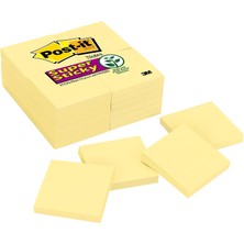 Renas Store Post-It Süper Yapışkan Notlar, 3" x 3", 24 Ped, 2x Yapıştırma Gücü, Kanarya Sarı, Geri Dönüştürülebilir (654-24SSCY)