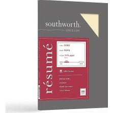 Renas Store SOUTHWORTH®%100 Pamuk Özgeçmiş Kağıdı, 8 1/2 "x 11", 24 LBS,%100 Geri Dönüştürülmüş, Fildişi, 100'LÜ Paket