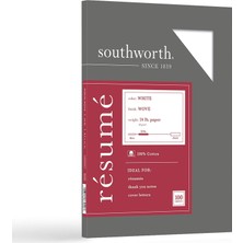 Renas Store SOUTHWORTH%100 Pamuk Özgeçmiş Kağıdı, 8.5" x 11", 25 Lb/90 Gsm, Dokuma Kaplama, Beyaz, 100 Yaprak - Ambalaj Değişebilir (R14CF) (SOUR14CF) (SOUR14CF)