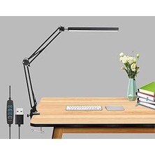 Renas Store Coverzone Dekoratif LED Masa Lambası SY040 USB Kablolu Kademeli 3 Eklemli LED Masa Lambası, Kıskaçlı Model Çalışma Masası Lambası Kitap Okuma Için Işık (SY040 - Siyah)