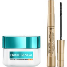 Renas Store L’oréal Paris Bright Reveal Koyu Leke Karşıtı, Cilt Tonu Eşitleyici SPF50 Nemlendirici Krem Niasinamid 50ML & Telescopic Maskara - Siyah