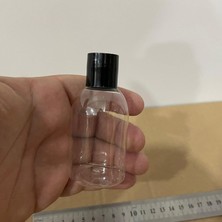 Renas Store 50 cc Şeffaf Pet Şişe - Siyah Sızdırmaz Kapaklı- 50ML Buklet Şişe- x 10 Adet