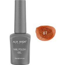 Renas Store Alıx Avıen Işıltılı Turuncu Kalıcı Oje 61-Yoğun Renk Veren Jel Oje 12 Ml-Nail Uv Gel Polish 61