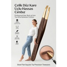 Renas Store Transformacion Çelik Düz Kare Uçlu Hassas Cımbız - 9 cm Profesyonel Kaş, Bıyık ve Ince Tüy Alma Epilasyon Cımbızı Solingen Professional 718477