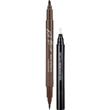 Renas Store Clıo Yarı Kalıcı Kaş ve Makyaj Düzeltici Kalem Seti Kill Brow Dual Tattoo Pen Set (03 Gray Brown)