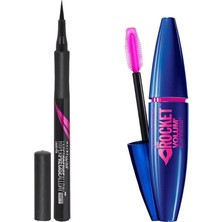 Renas Store Maybelline New York Volum' Express Rocket Ekstra Siyah Maskara + Hyper Precise All Day Eyeliner 701 Matte Onyx Mat Siyah