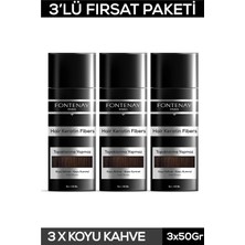 Renas Store Fontenay Saç Dolgunlaştırıcı Keratin Fibers Koyu Kahve Topik Saç Tozu 50GR X3 Çok Renkli