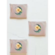 Renas Store Ay ve Çiçek Baskılı 3'lü Makyaj Çantası 20X25 Cm, LH92740829352354234