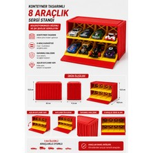 1:64 Ölçek Uyumlu Konteyner Tasarımlı 8 Araçlık Oyuncak Araba Sergileme Standı – Katlanabilir Mini Garaj