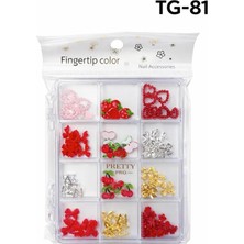 Renas Store Fontenay Charm 3D Tırnak Süsleme Protez Tırnak Nail Art Süsleme Karışık Desenli Tg-81, Çok Renkli