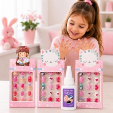 Renas Store Vıvaluxe 3 Li Çocuk Takma Tırnak Seti, Sevimli Karakterli Yapıştırmalı Çocuk Tırnakları, Kolay Tak,çıkar, Çocuklar Için Güvenli, Eğlenceli Renkli Tasarımlar, Kız Çocukları Için Nail Art Oyun Seti