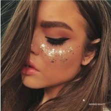 Renas Store Hb Tasarım Jel Form Makyaj Simleri Glitter Işıltılı Yüz Makyajı Beyaz, HB541
