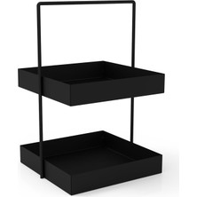 Renas Store 20X20 Siyah Tezgahüstü Mutfak ve Banyo Iki Katlı Organizer