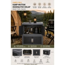 Begin Power 110 Litre 2 Katlı Portatif Katlanabilir Kamp Mutfak Dolabı Kapaklı Dolap Kamp Mutfağı Füme