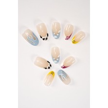 Renas Store Pop Beauty Takma Tırnak Seti & Zararsız Yapıştırıcı Smile Desenli