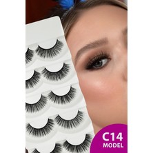 Renas Store Ruby Face Doğal Görünümlü Ipek Bütün 5li Takma Kirpik Seti- 5 Çift Gerçek Takma Kirpik- Model: C14