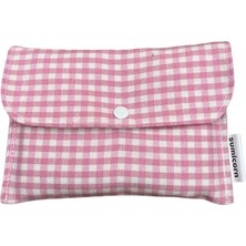 Renas Store Pötikareli Keten Yıkanabilir Çıtçıt Detaylı Kadınlar Için Ped Çantası,mini Kozmetik Makyaj Çantası,ped Kesesi,cüzdan,kartlık (Pembe)