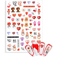 Renas Store Pop Beauty Nail Art Tırnak Süsleme Sticker Tırnak Dövmesi Tırnak Tattoo Kırmızı- Pembe