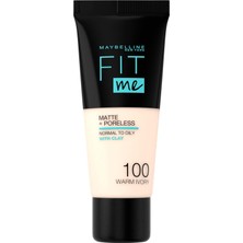 Renas Store Maybelline New York Fit Me Matte+Poreless Fondöten - 100 Warm Ivory (30 Ml)