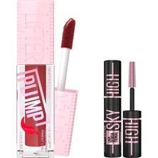 Renas Store Maybelline New York Lifter Plump Dudak Parlatıcısı- 006 Hot Chili & Mini Lash Sensational Sky High Cosmic Black Maskara Makyaj Seti