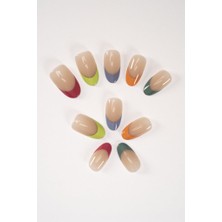 Renas Store Pop Beauty Takma Tırnak Seti & Zararsız Yapıştırıcı Renkli French